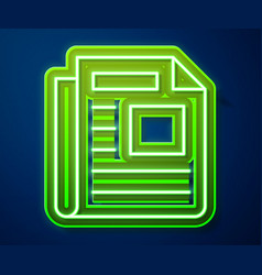 Glowing Neon Line News Icon Isolated On Blue