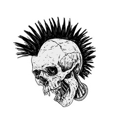 Punk Skull With Mohawk Hair