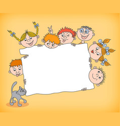 Doodle Kids Holding Blank Sign