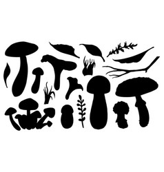 Mushrooms Silhouette Set Hand Drawn