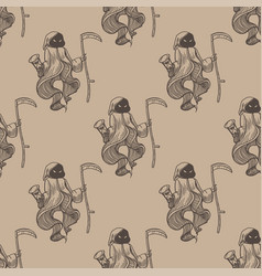 Reaper Seamless Pattern On Sepia Background