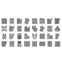 Wafer Rolls Icons Set Outline Choco Stick