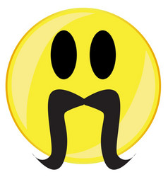 Droopy Curl Mustache Smile Face Button Isolated