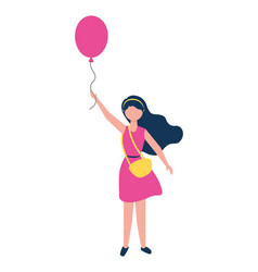 Young Woman With Purse Holding Balloon