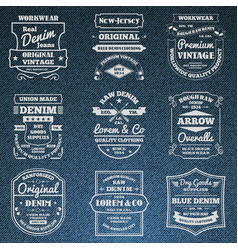 Denim Jeans Typography Logo Emblems Set