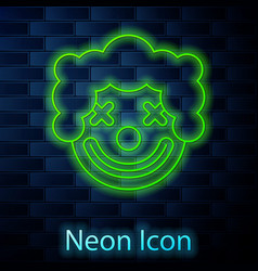 Glowing Neon Line Clown Head Icon Isolated On