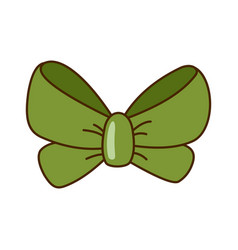 Hand Drawn Green Bow Icon Isolated On White