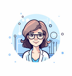 Scientist Woman With Glasses In A Flat Style