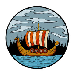 Viking Boat At Sea Nordic Drakkar