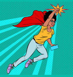 African Woman Grandmother Superhero Flying Active