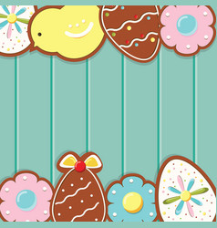 Easter Background With Cookies On Blue Wooden Desk