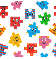 Puzzle Characters Pattern Seamless Print Of Funny