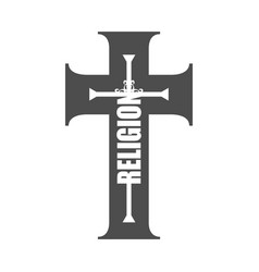 Religion Word In The Shape Of A Cross Christian