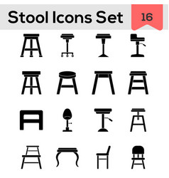 Set Stool And Chair Icon In Glyph Style