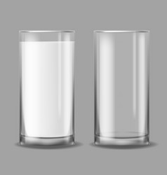 Empty And Full Milk Glass Realistic Glasses