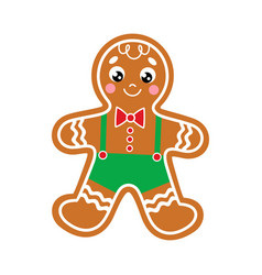 Isolated Cute Gingerbread Man In Green Pants