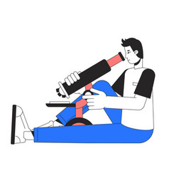 Male Lab Researcher With Microscope Flat Line