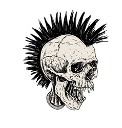 Punk Skull With Mohawk Hair