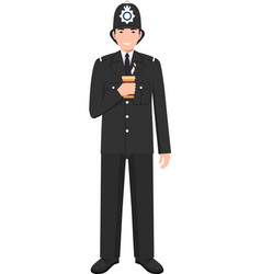 Standing British Policeman Officer With Cup