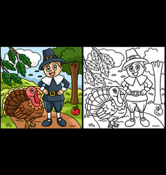 Thanksgiving Pilgrim Boy And Turkey