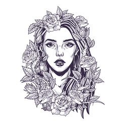 Woman In Flowers Monochrome Sticker