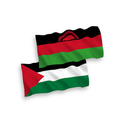 Flags Of Malawi And Palestine On A White