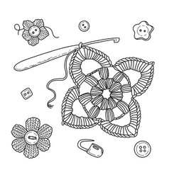 Set Of Crochet Elements In