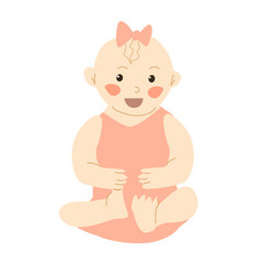 Cute Baby Girl Playing With Her Foot Cartoon