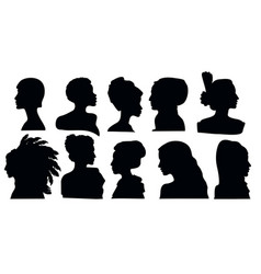 Silhouette Profile Group Of A Women Of Diverse