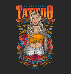 Tattooed Blonde Woman Flyer Colorful