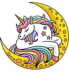 Unicorn Sleeping Over The Moon Cartoon Clipart