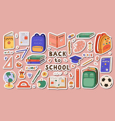 Big Set Of Stickers Doodle Back To School Clipart