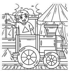 Circus Child In Train Coloring Page For Kids