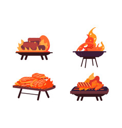 Hand Drawn Bbq Grill For Outdoor Picnics Concept