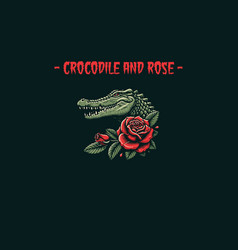 Head Crocodile And Rose Mascot Design