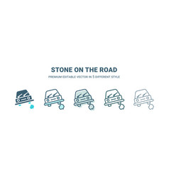 Stone On The Road Icon In 5 Different Style