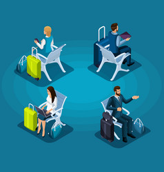 Isometric Of Passengers Sitting In Waiting Room