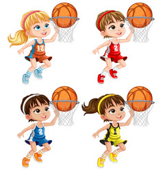 Set Of Female Basketball Player