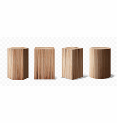 Set Of Wood Podium Pedestals Abstract Geometric