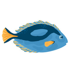 Blue Tropical Fish With Yellow Fins And Stripes