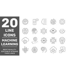 Digital brain icon ai concept iot hi-tech line Vector Image