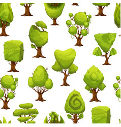 Cartoon Forest Jungle Trees Seamless Pattern