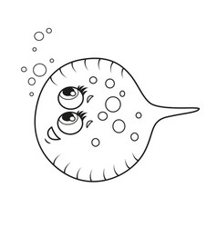 Cute Cartoon Flounder Fish Outlined For Coloring