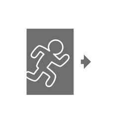 Emergency Exit Man Running Out Sign Grey Icon