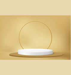 Golden Podium And A Round White Marble Display