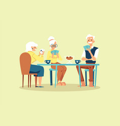 Group Elderly Friends Playing Cards Flat