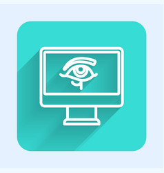 White Line Eye Of Horus On Monitor Icon Isolated