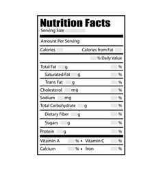 Nutrition Facts Design Label In Flat