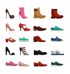 Set With Different Types Of Female And Male Shoes