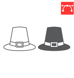 Pilgrim Hat Line And Glyph Icon